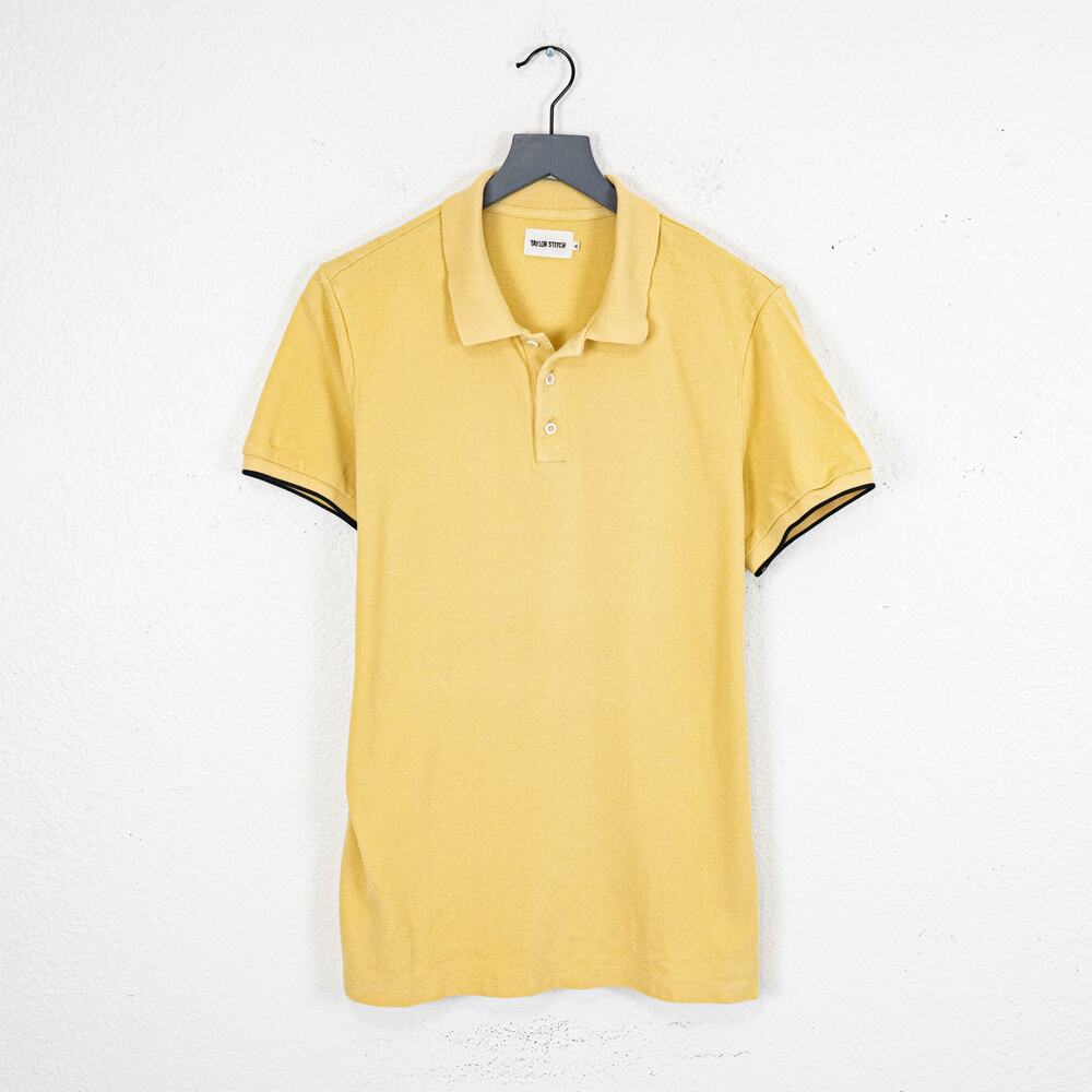 Taylor Stitch Men's Short Sleeve Polo shirt in Yellow cotton size 42
